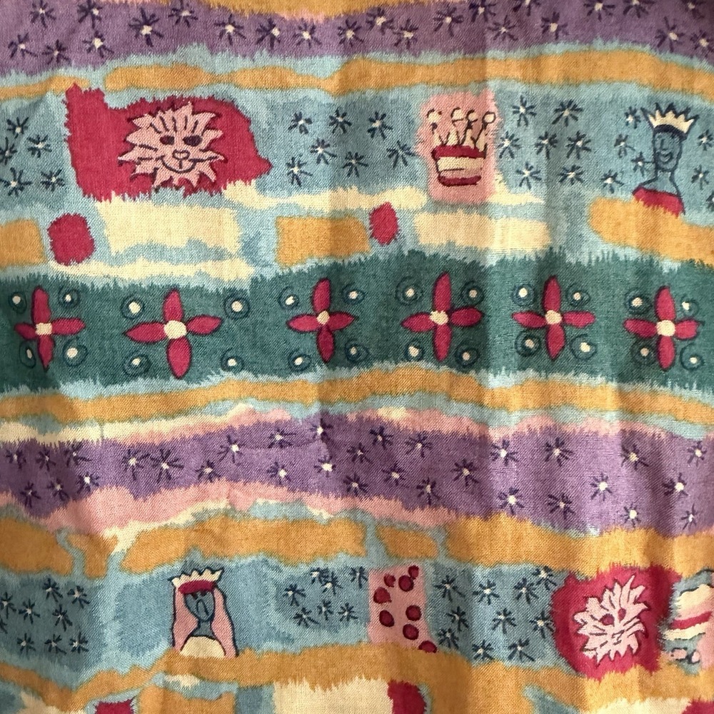 Wacky Vtg Cat Shirt Button Down Artsy Cat Lady Teacher Funky Novelty 90s - Picture 3 of 12